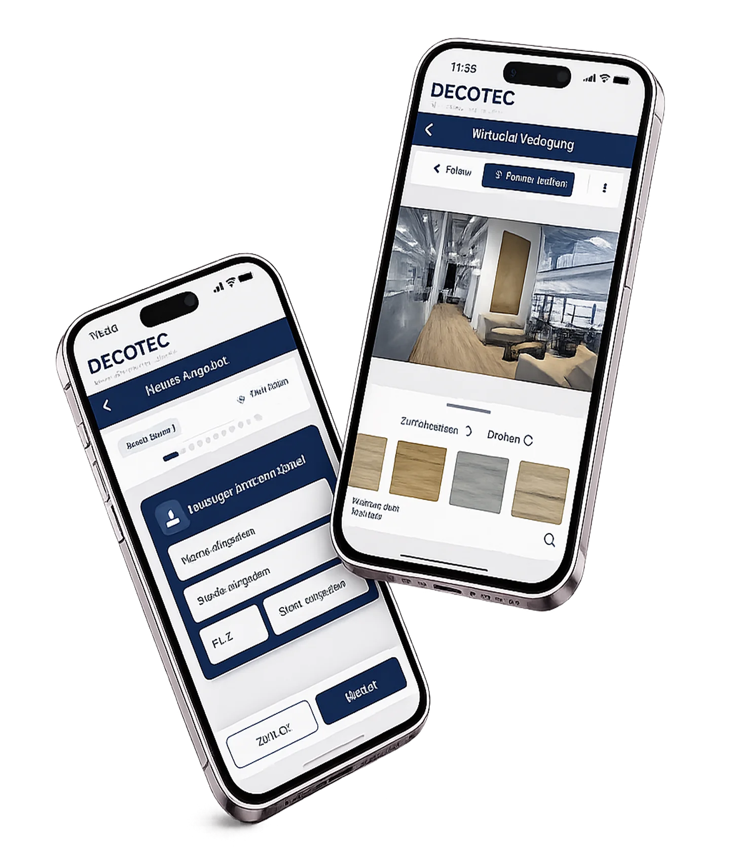 Decotec App zur virtuellen Verlegung auf zwei Smartphones