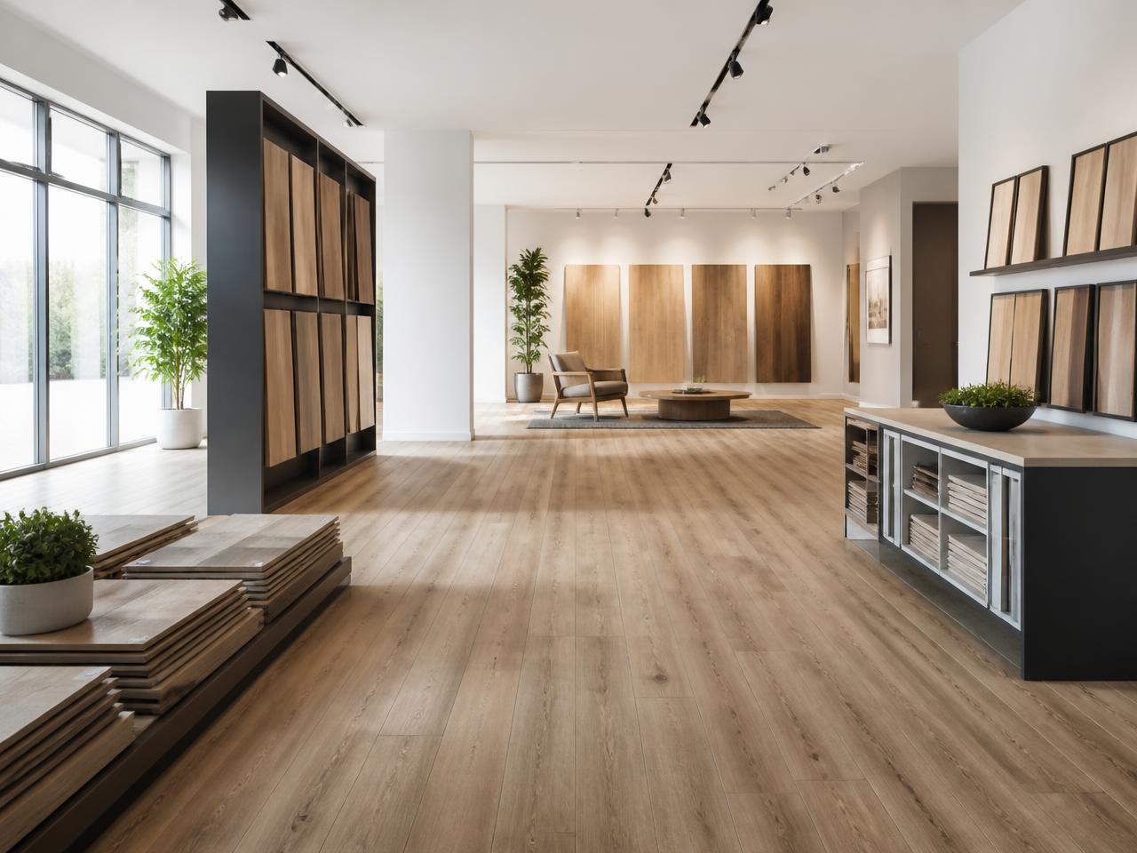 Decotec Ausstellung mit Designböden in Eichenoptik